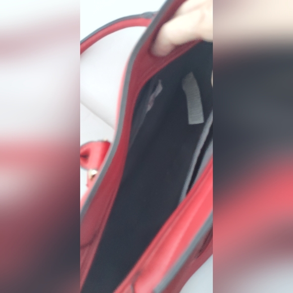 Just Fab Large Satchel Hand Shoulder Bag Gorgeous  Red EUC lot of details - Picture 6 of 11